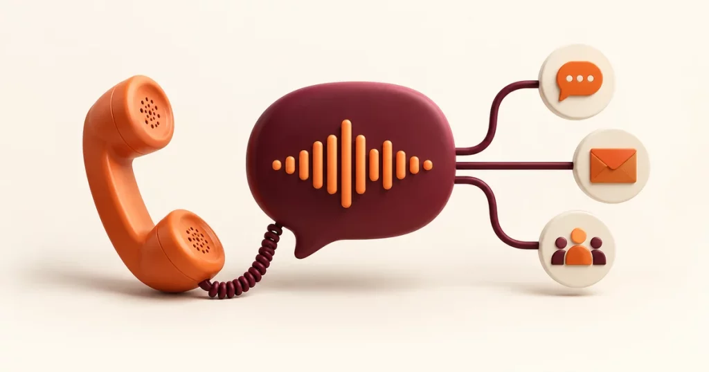 Telefone conectado a um assistente de voz e canais de atendimento