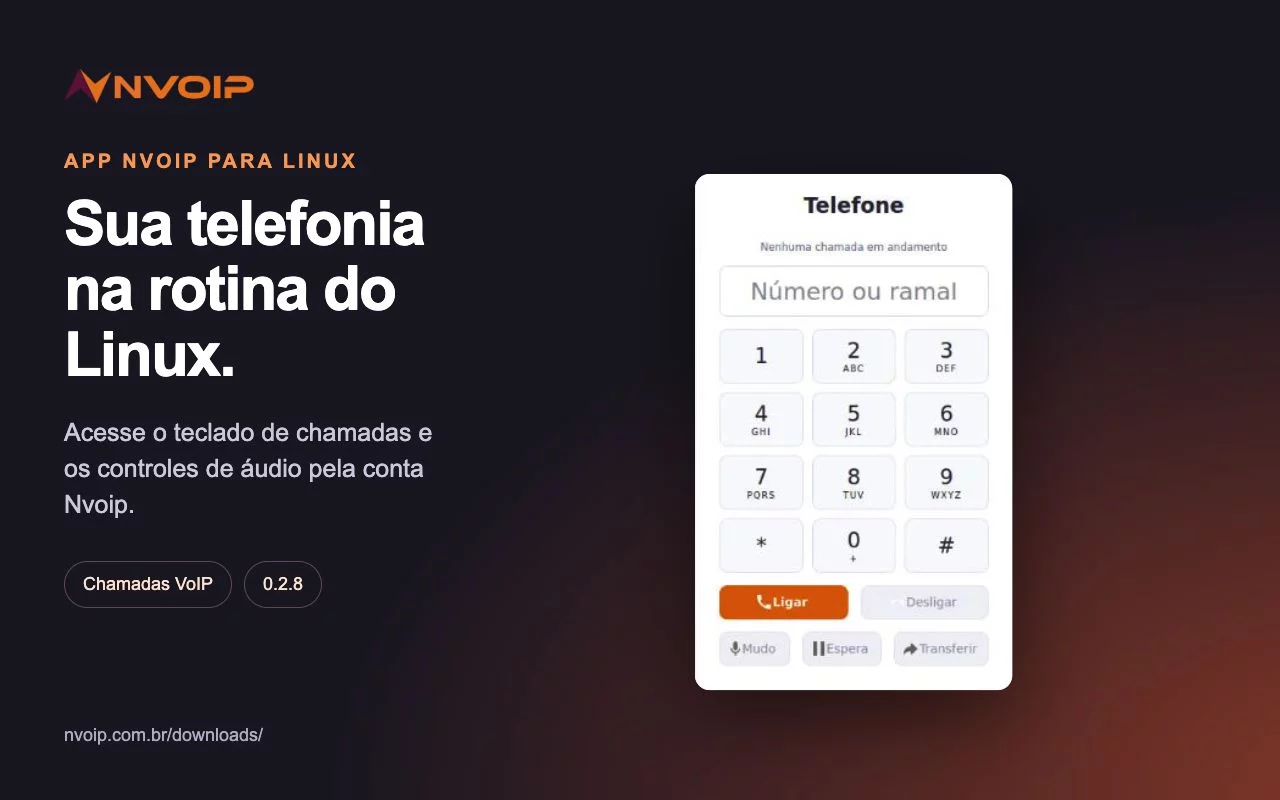 App Nvoip para Linux - tela do app 2