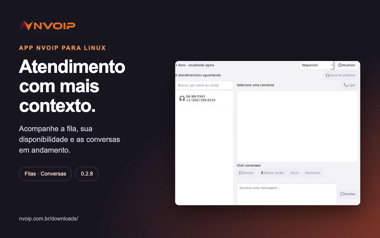 App Nvoip para Linux - tela do app 3